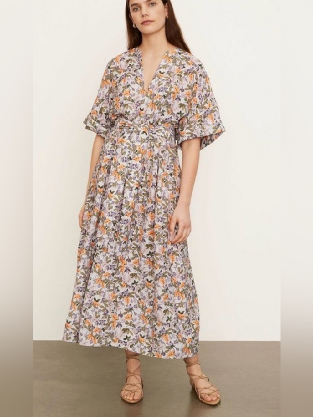 Vince Wisteria Vine Dress Violetta Floral Cottagecore Garden Party 1X